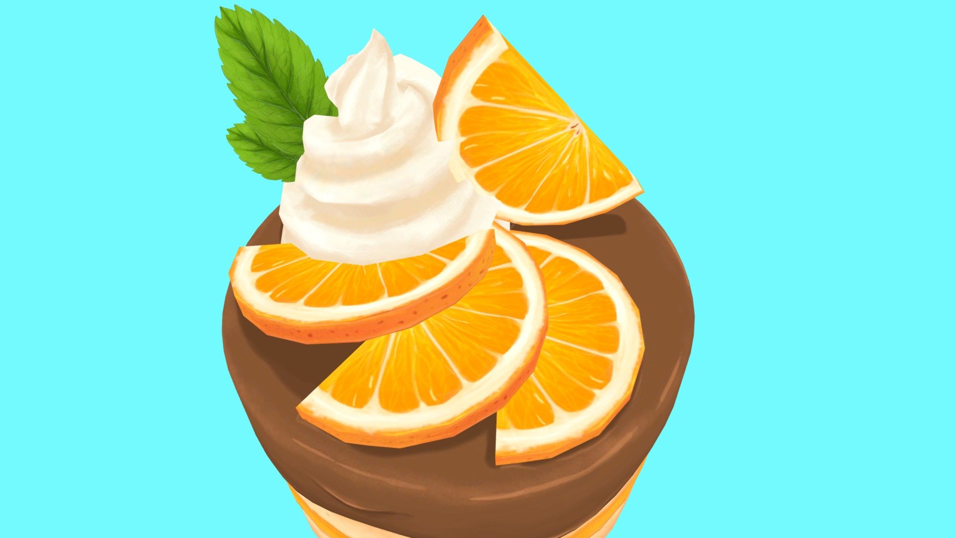 Handpainted Orange Cake. To eat without guilt :) - Orange Cake - 3D model by Meow-Vortex 3d model