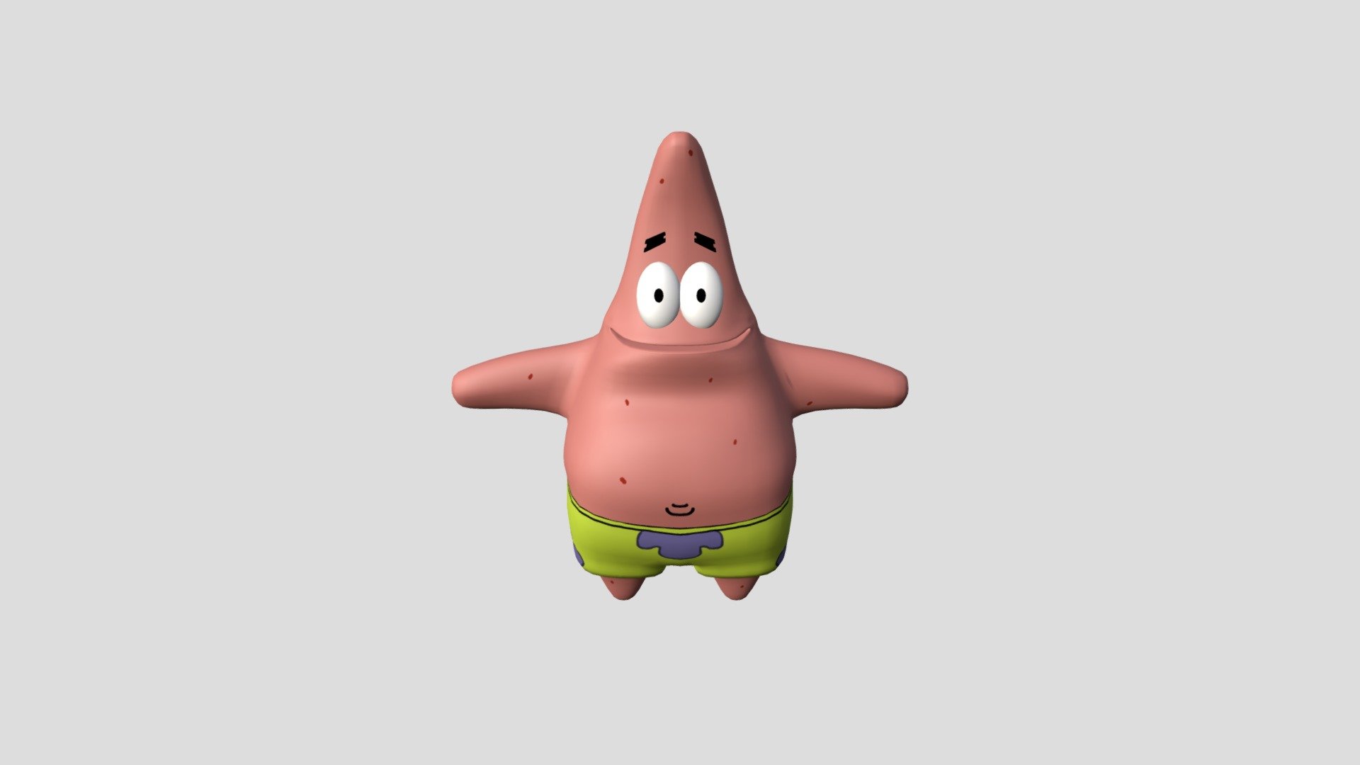My rendition of Patrick Star from Spongebob Squarepants. Model was made in 3ds Max, and textures were drawn in Mudbox and Photoshop 3d model