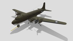 Douglas DC-4 Static Low Poly historic, mesh, airplane, scenery, airport, simulation, enviroment, aircraft, static, fsx, skymaster, douglas, xplane, low, poly, p3d, msfs, dc4, c54