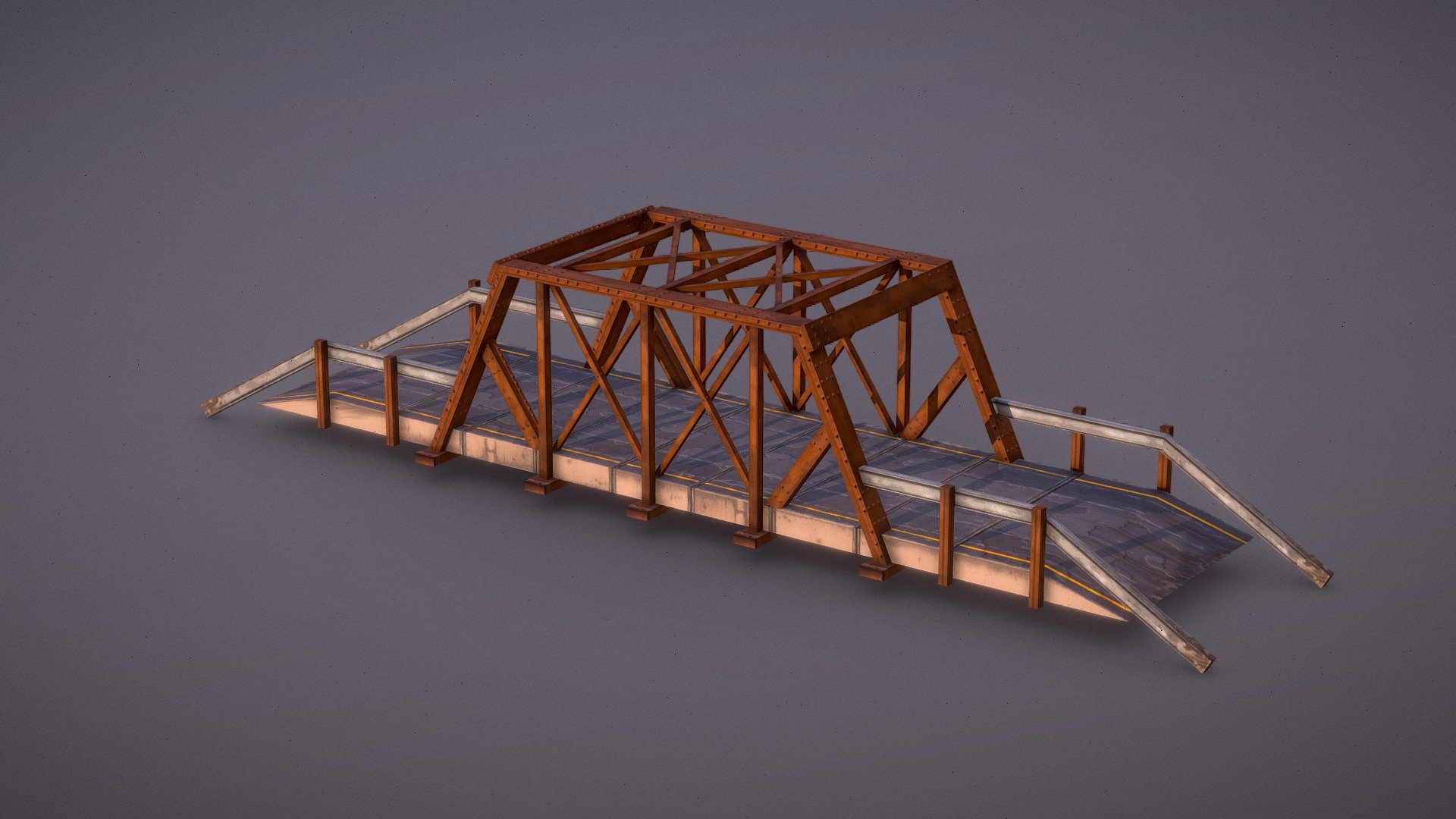 A metal beam bridge for a game I'm working on 3d model