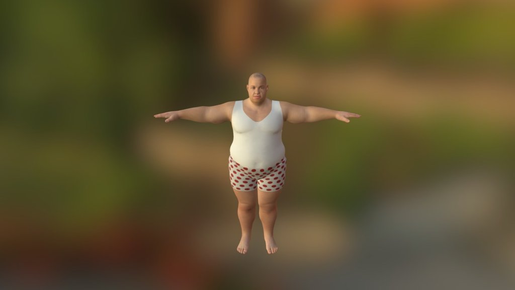 Realistic Fat Man - Rigged and Dressed - 3D model by zandhor 3d model