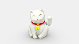 Cartoon lucky cat cat, cute, mascot, store, furnishing, lucky, lovely, luck, lowpolymodel, animal, japanese, articles