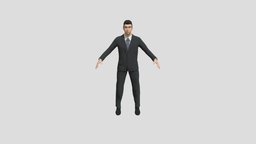 Man Dressed In Suit suit, people, child, gta, dressed, character, game, lowpoly, man, human, male, femele
