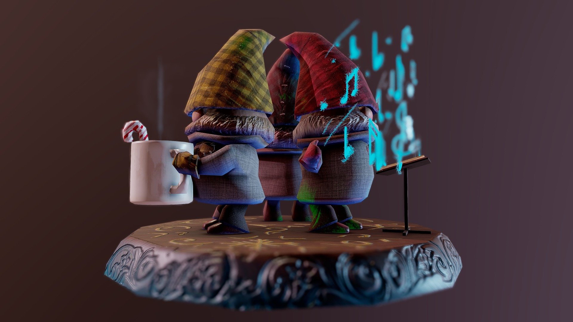 A simple model of three elves/gnomes bundled up for the holidays. All models were created using Maya and textured in Substance Painter 3d model