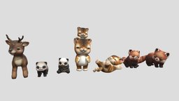 cute pets cute, cats, squirrel, pets, gazelle, animals-cute, animal, squirrel-3d-model