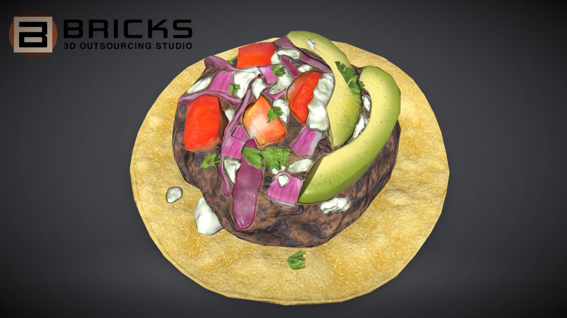 PBR Food Asset:
BlackBeanTostada
Polycount: 981
Vertex count: 581
Texture Size: 2048px x 2048px
Normal: OpenGL

If you need any adjust in file please contact us: team@bricks3dstudio.com

Hire us: tringuyen@bricks3dstudio.com
Here is us: https://www.bricks3dstudio.com/
        https://www.artstation.com/bricksstudio
        https://www.facebook.com/Bricks3dstudio/
        https://www.linkedin.com/in/bricks-studio-b10462252/ - BlackBeanTostada - Buy Royalty Free 3D model by Bricks Studio (@bricks3dstudio) 3d model
