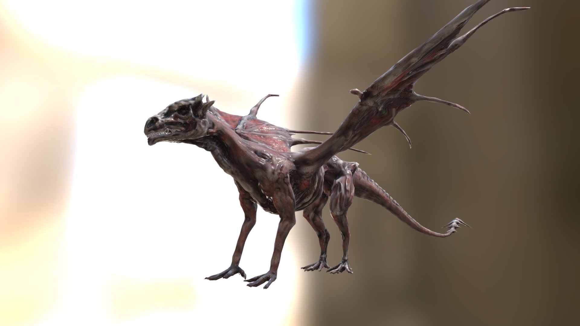 Detailed animated model of an undead dragon.

Contains the dragon model, rigged with 160 bones and 3 realistic animations, roar, walk and flight 3d model