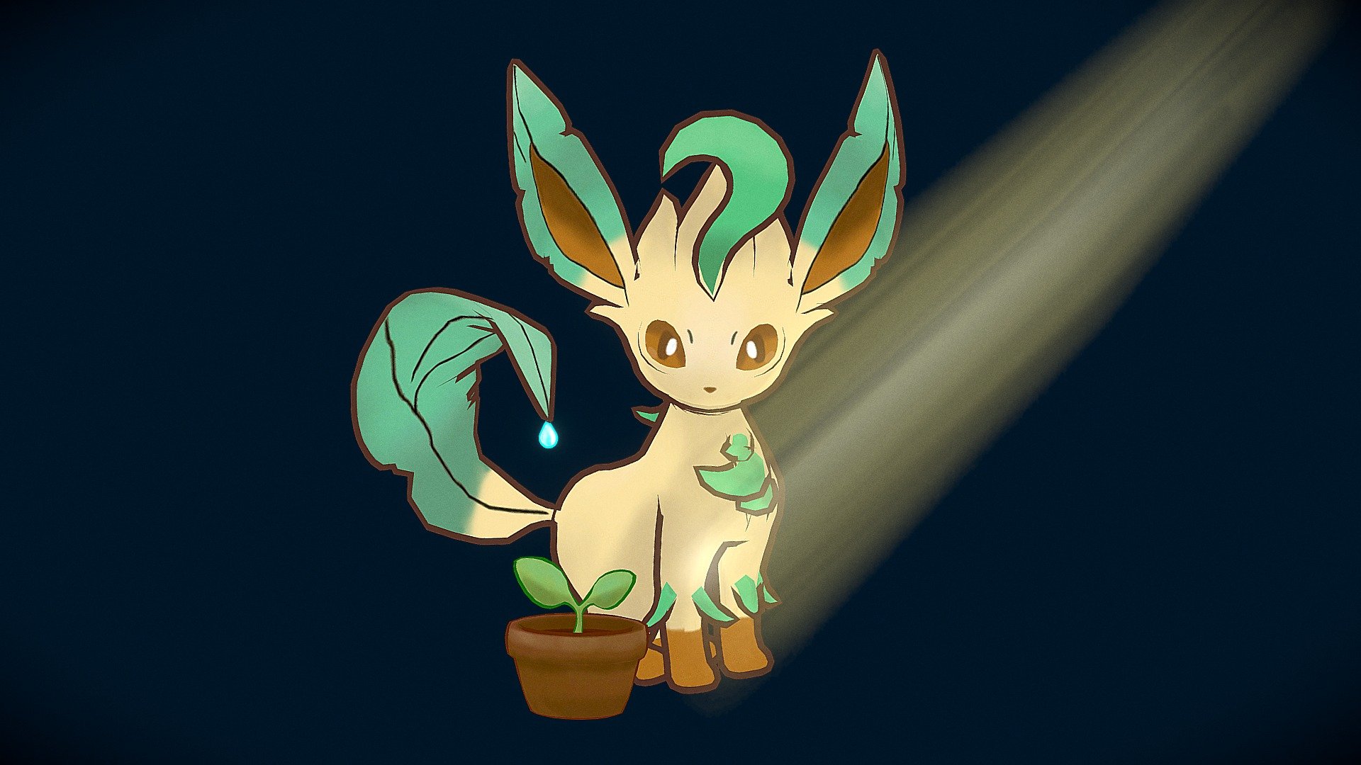 Little 3D model of a Pokemon named Leafeon. Model has a rig and simple animation. Textures are handpainted and it has cellshading.

This is one of many Eevee evolutions in Pokemon 3d model