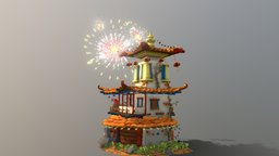 DAE Villages [GameArt 1 Retake] dae, diorama, chinese, fireworks, stylized-handpainted, howestdae, animated, cinahem, stylized-cina