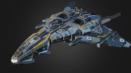 Anka gunship, turret, highdetail, low-poly, pbr, lowpoly, scifi, sci-fi, animated, laser, spaceship