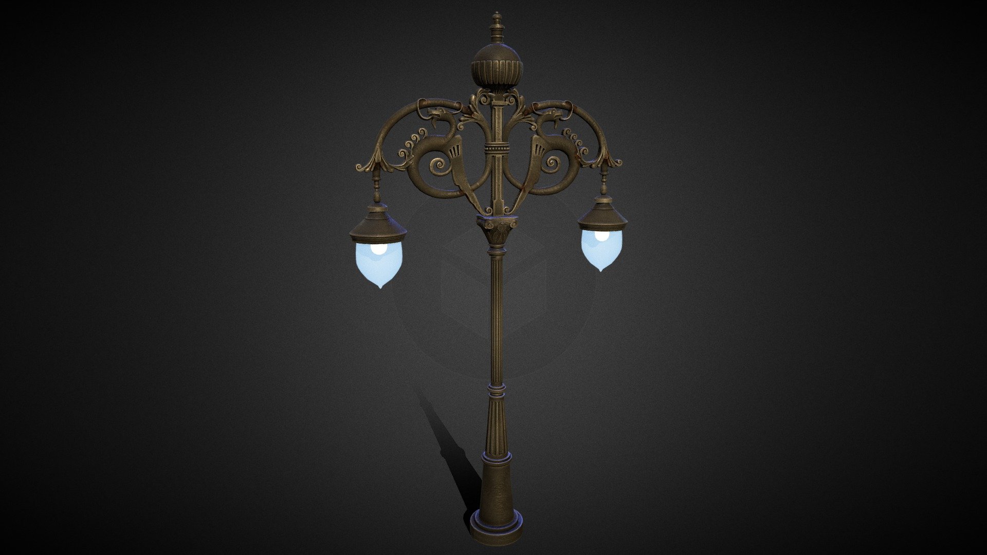 This is a high res street light that is suitable for use as a normal bake onto a lower res model or it is suitable for use in print or on film. It has PBR Textures 3d model