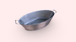 Steel Tub | Game Assets antique, tub, oldschool, game-ready, unrealengine, vrready, vrmodel, metaltub, meta-tub, metal-rough, steel-tub, unity3d, pbr, noai