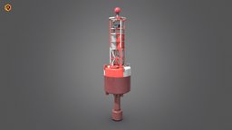 Navigation Buoy device, tao, time, lake, smart, ocean, data, measurement, water, real, floating, buoy, wave, navigation, weather, watercraft, buoys, mooring, low, poly, sea, meteorological