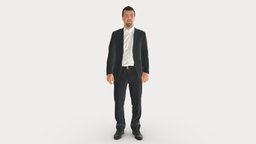 Young Man In Black Suit 0637 Obj suit, style, people, fashion, clothes, young, miniatures, realistic, success, character, 3dprint, man, human, male