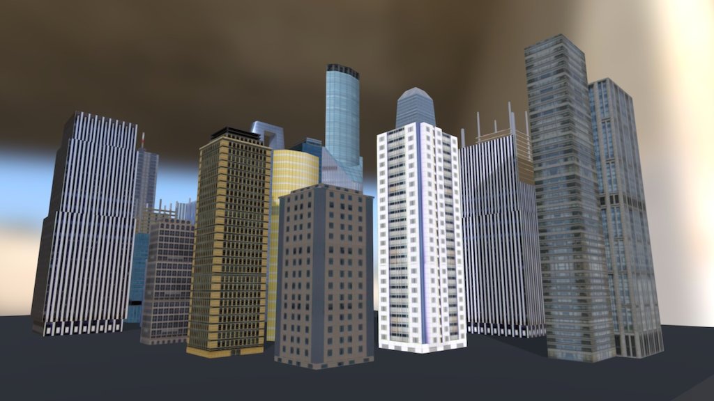 low poly skyscrapers - skyscrapers - 3D model by dactilardesign 3d model