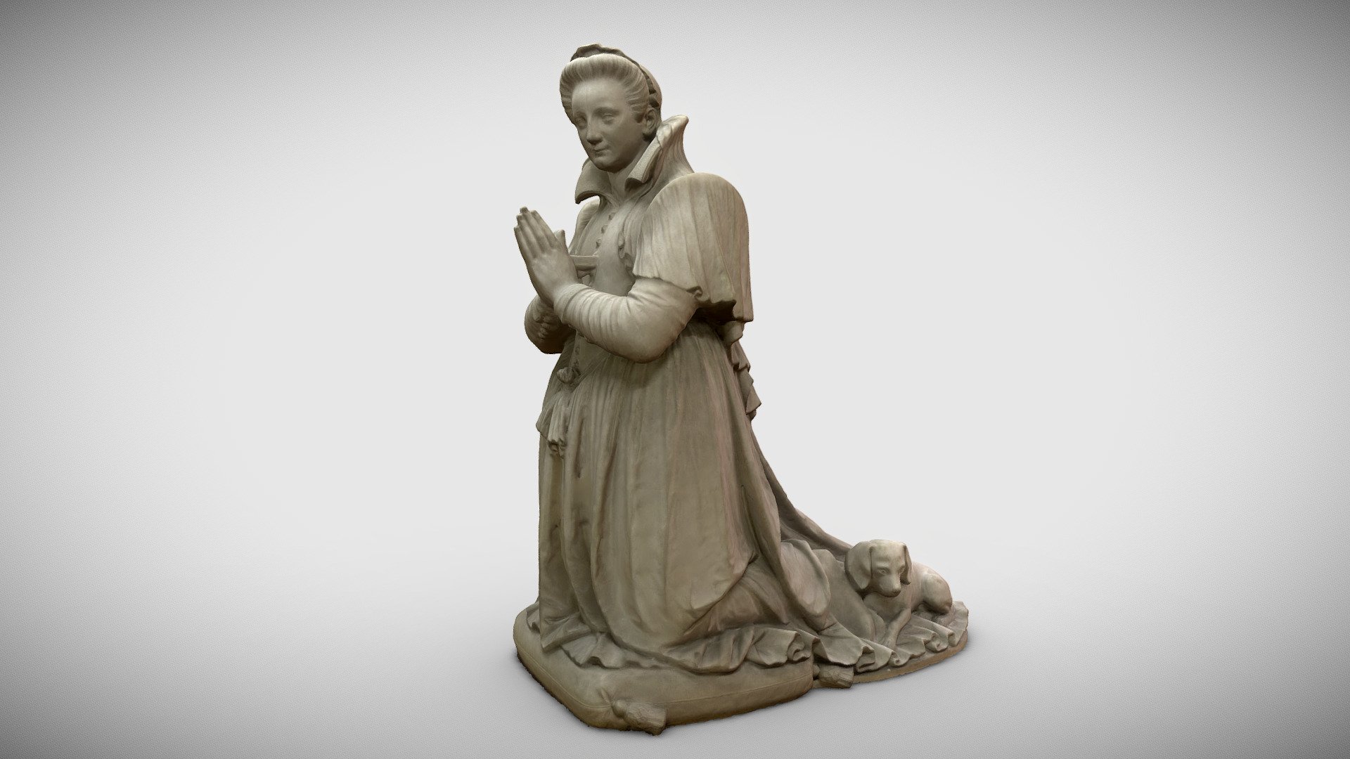 Marie de Barbancon-Cany (1601-1602?), kneeling and praying, Barthélemy (1540 - 1611), Paris, Saint-André-des-Arc, de Thou’s. Paris, Louvre. The Royal Cast Collection (Copenhagen, Denmark). Made with 320 pictures with Metashape from Agisoft. Dimension: 135 x 62 x 116.5 cm.

For more updates, please consider to follow me on Twitter at @GeoffreyMarchal. (https://twitter.com/GeoffreyMarchal) - Marie De Barbancon-Cany - Buy Royalty Free 3D model by Geoffrey Marchal (@geoffreymarchal) 3d model