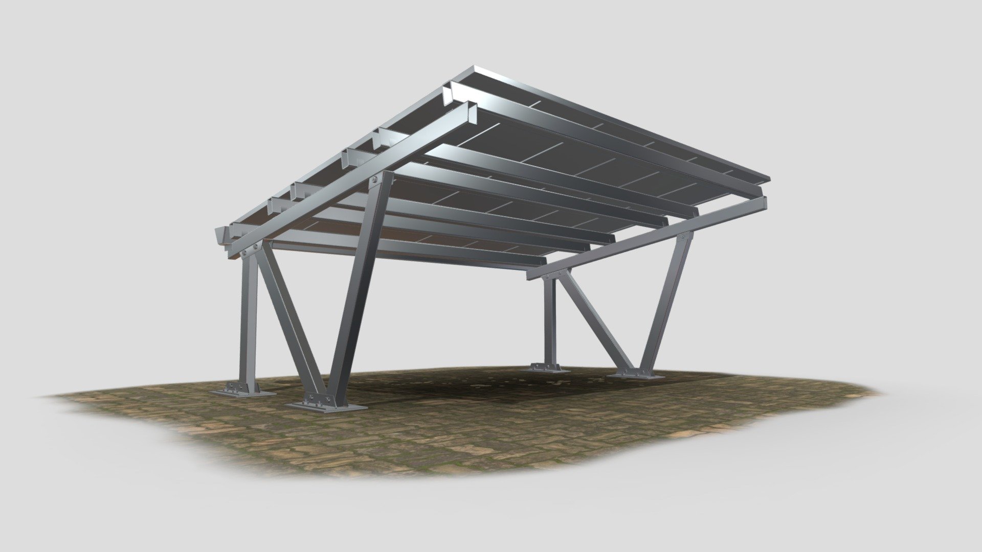 Carport with Solar Cells To model your products, please visit this account on fiverr https://www.fiverr.com/msfedawy Contact me if you want any modifications to this model. Or if you want to build a different model. G-mail: msfedawy@gmail.com - Carport with Solar Cells - 3D model by Fedawy 3d model
