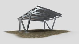 Carport with Solar Cells frame, system, solar, panels, carport, trusses, car