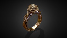 Venetian Ring VR jewellery, luxury, jewelry, fashion, unreal, mr, silver, vr, ar, diamond, virtualreality, venetian, arvr, pbr-texturing, unity, low-poly, lowpoly, ring, gold
