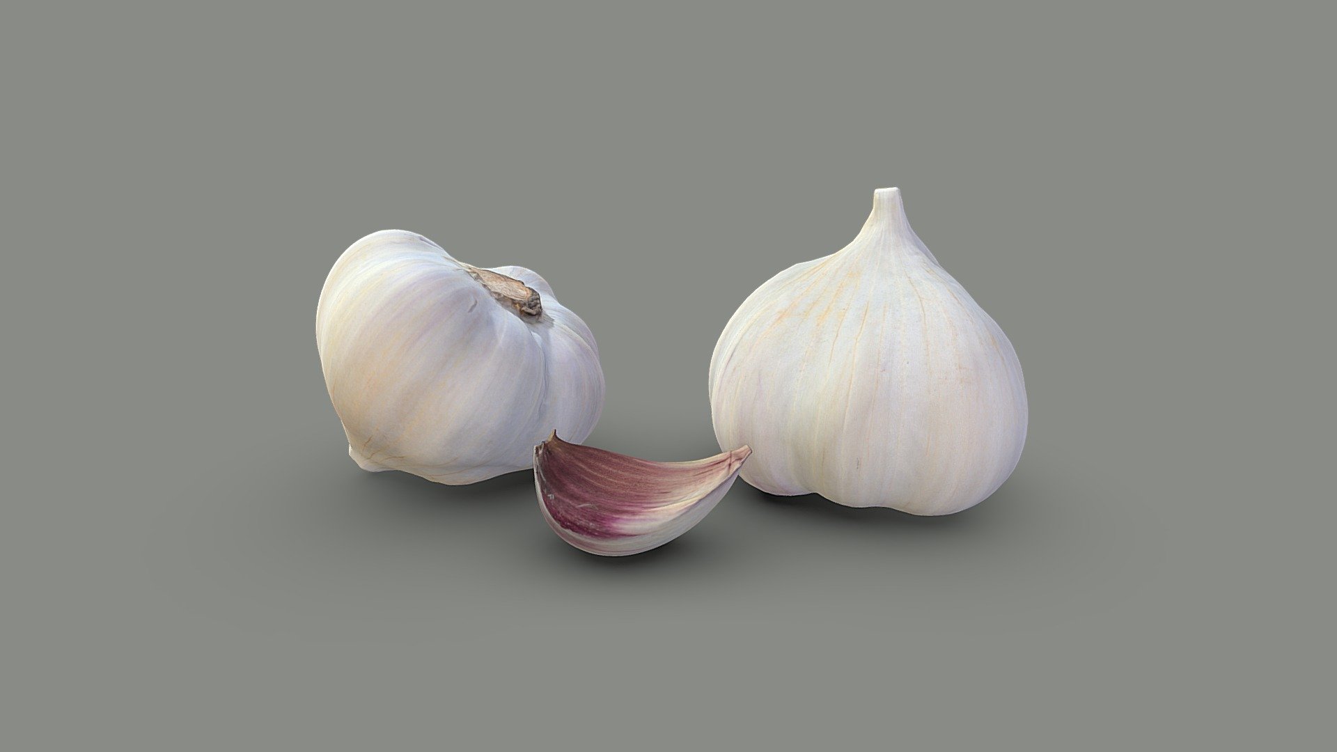 Lowpoly quad topology garlic bulbs and a clove.

Model includes 8k diffuse map, 4k normal map, 4k ambient occlusion map, 4k gloss map, 4k specularity map

Processed with Metashape + Blender + Instant meshes + Gimp - Garlic pack - Buy Royalty Free 3D model by Lassi Kaukonen (@thesidekick) 3d model
