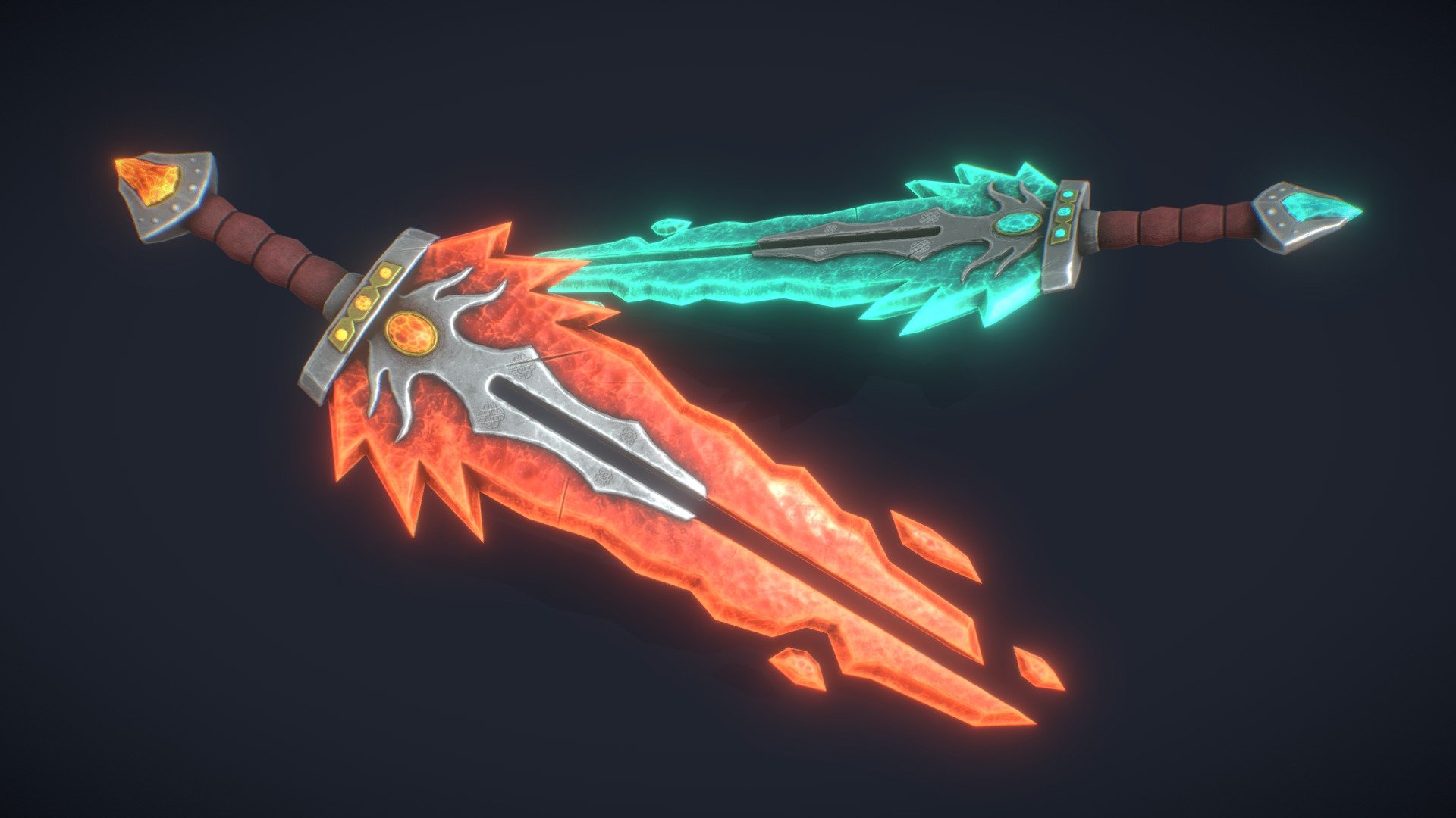 This is lowpoly example of stylized swords 3d model