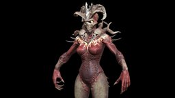 DemonBoss4 armor, ancient, rpg, demon, fighter, unreal, mutant, claws, spawn, butcher, executioner, weapon, character, unity, game, pbr, low, poly, skull, animation, monster, rigged