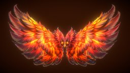 Low Poly Animated Phoenix Wings armor, rpg, bird, float, wings, phoenix, item, equipment, mmorpg, mmo, accessory, battle, ai, multiplayer, pbr, fly, plane, animated, wing, midjourney