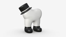Mister tooth mouth, bow, bone, dental, oral, clean, jaw, tooth, dentist, medicine, health, dentistry, hygiene, mister, character, 3d, pbr