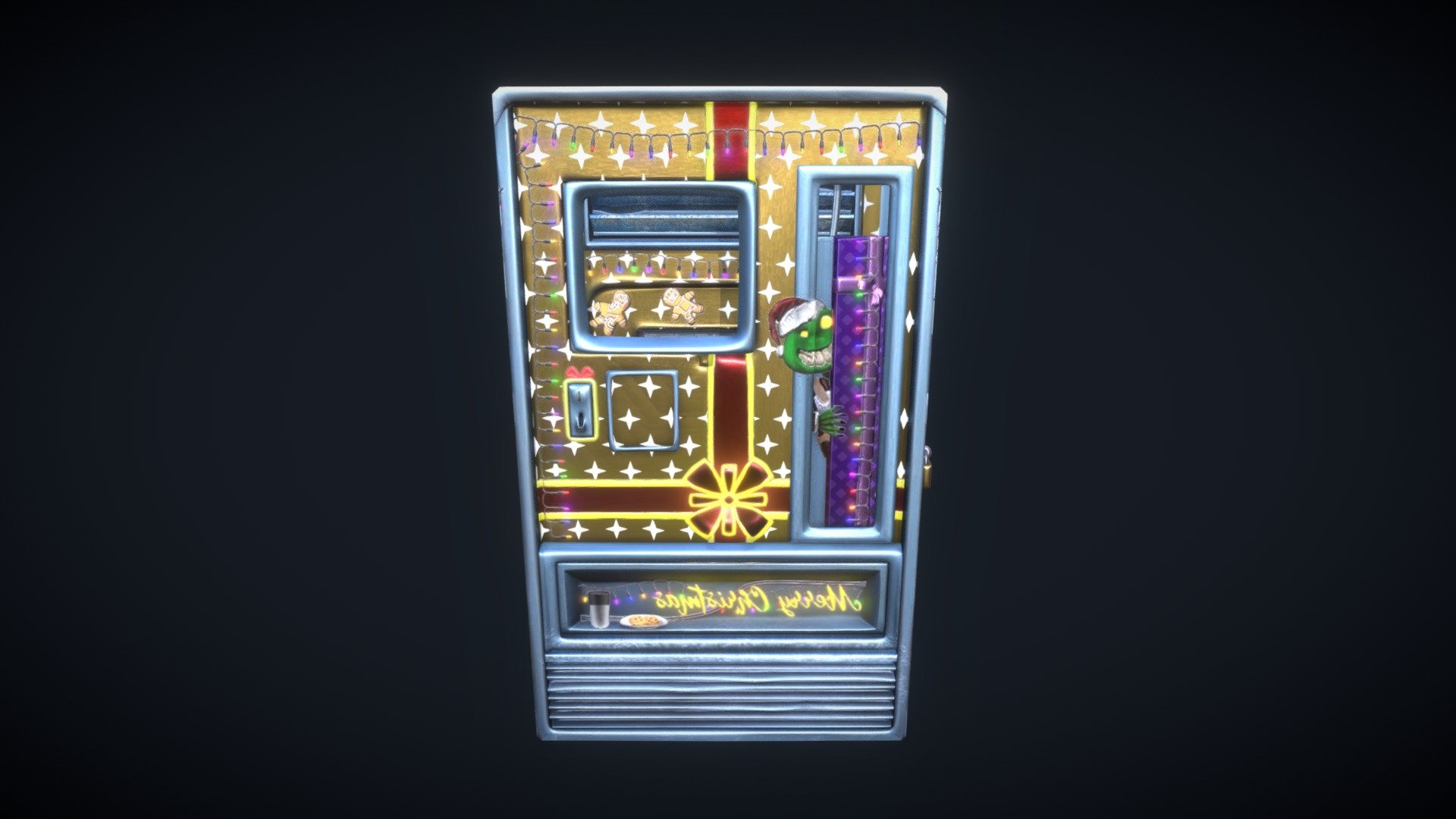 This is a skin for the gamr Rust, available on steam! Here's the link for it on the workshop if you feel like giving it an upvote: https://steamcommunity.com/sharedfiles/filedetails/?id=2678331636 Thank you! - Christmas Goblin Vending Machine (Rust Workshop) - 3D model by deoxygen 3d model