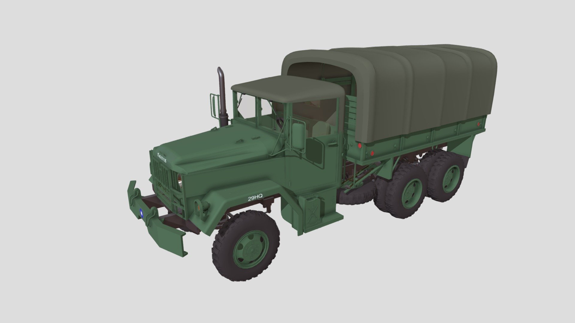 The M35 cargo truck is a 2½-ton 6×6 cargo truck initially used by the United States Army and subsequently utilized by many nations around the world. 

美製的M35A2是台灣80年代使用的多用途軍用卡車，是許多人的回憶之一。 - U.S. 2.5 ton cargo truck M35A2 (Taiwan) - 3D model by Basic Hsu (@Hsu.Pei.Ge) 3d model