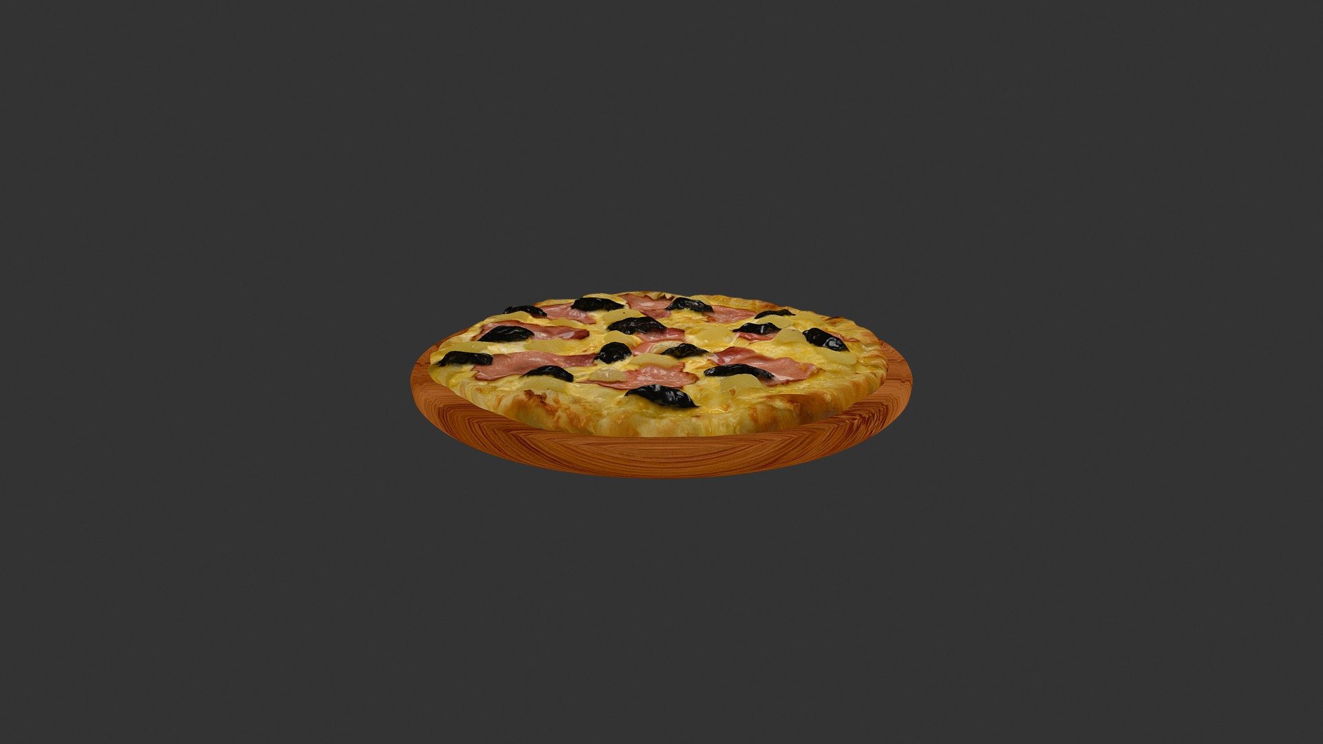 Піца Вітелія (Pineapple_olives_meat_pizza) - 3D model by alex.alexandrov.a 3d model