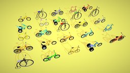 Low Poly Bicycles Pack 3D blend, bicycle, 3dmodels, obj, fbx, lowpolymodel, glb, vehicle, lowpoly, blender3d, gameasset, bicyclepack