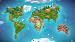 Cartoon Low Poly World Map 2.0