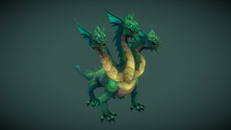 Stylized Hydra rpg, mmo, rts, fbx, hydra, water, reptile, moba, character, handpainted, lowpoly, creature, animal, animation, stylized