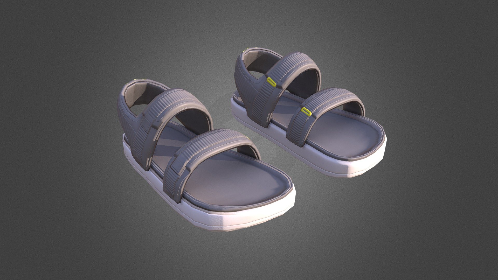 Textured model of sandals for stylized characters.
UV Mapped (and seams for Blender), base color and normal map already available. Works well with subdivision surface. The textures are shared with this model [ https://skfb.ly/ooyCt ] also available with a creative commons licence. Feel free to make new textures or even modify the model as long as I'm credited (as mentioned in the CC attribution). Works better in Blender with autosmooth and &ldquo;WeightedNormals