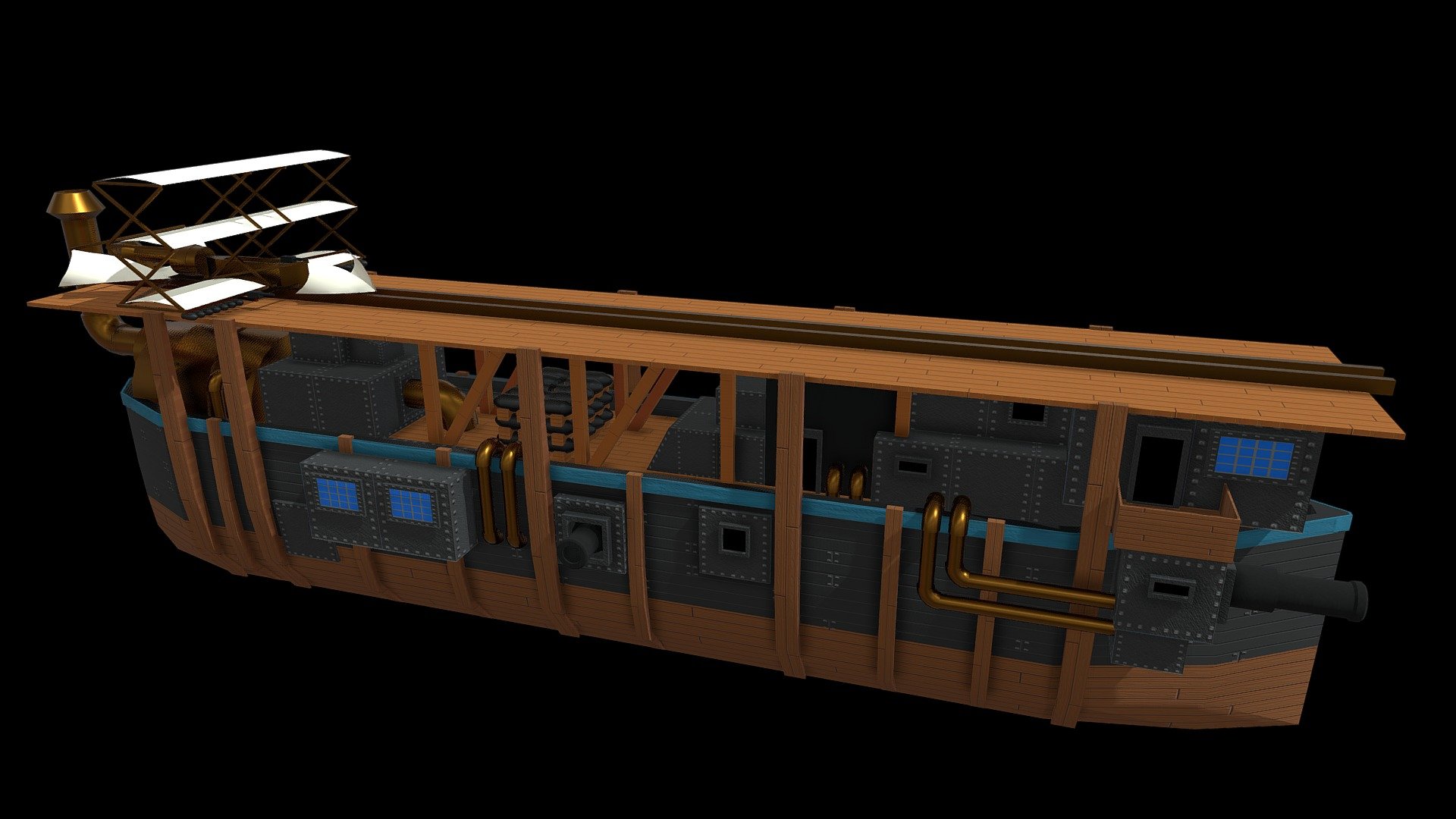 pre-1900s stylized war ship

-small war ship with long range bomber glider

-this is part of a collection of ships https://skfb.ly/oHOAO - Recon war ship - Buy Royalty Free 3D model by Randall_3D 3d model