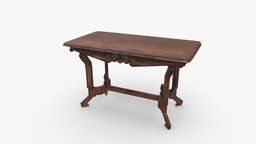 Carved Victorian Style Table victorian, desk, medieval, edwardian, antique, furniture, table, carved, wood, fantasy