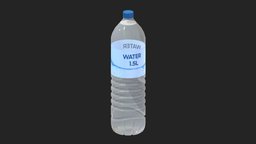 Water Bottle 1.5L Low Poly PBR Realistic
