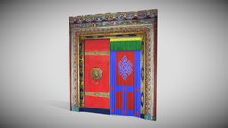 Tibetan Door DDd1 tibet, buddhist, game, pbr, door