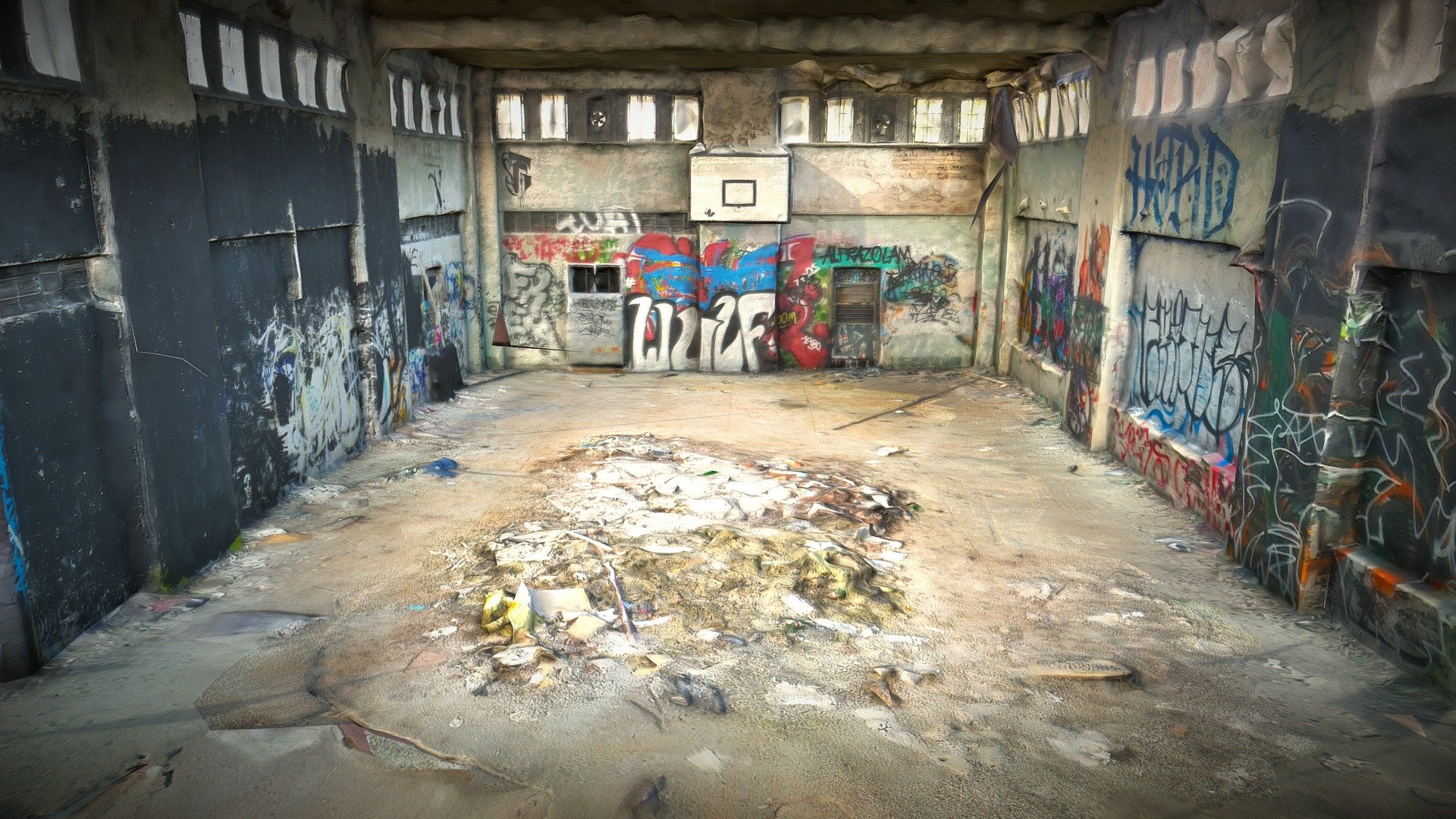 Found this basketball room in an abandonned airport in Berlin.
Low poly gameready asset made from scan. Two materials to fit two sets of 4k textures 3d model