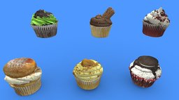 Cupcake Collection (6 Cupcakes) food, cupcake, 3dscanning, bakery, icing, oreo, cupcakes, photogrammetry, red-velvet