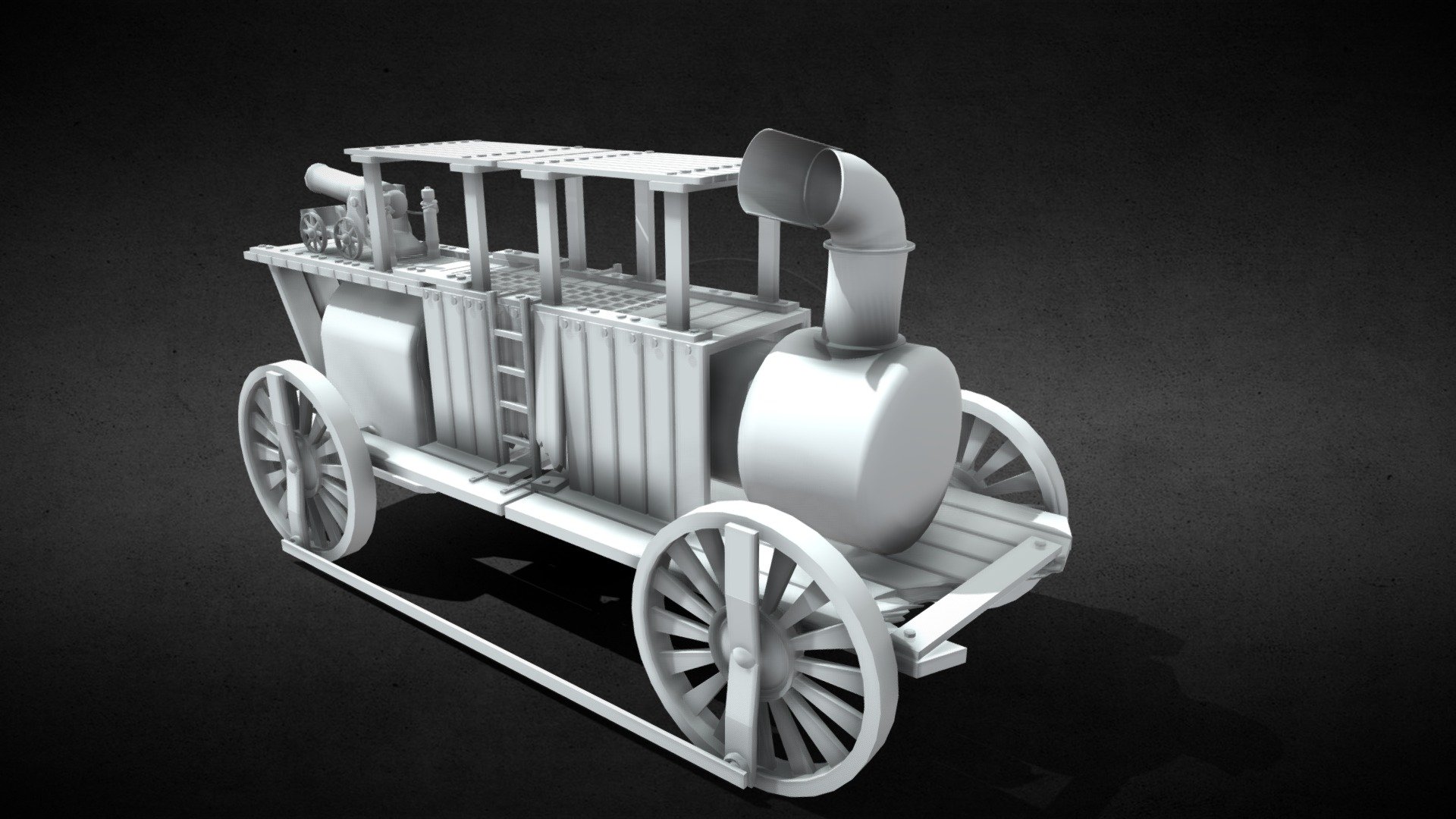 A steam powered western wagon. Likely put together by an engineer and the western era.

No textures 3d model