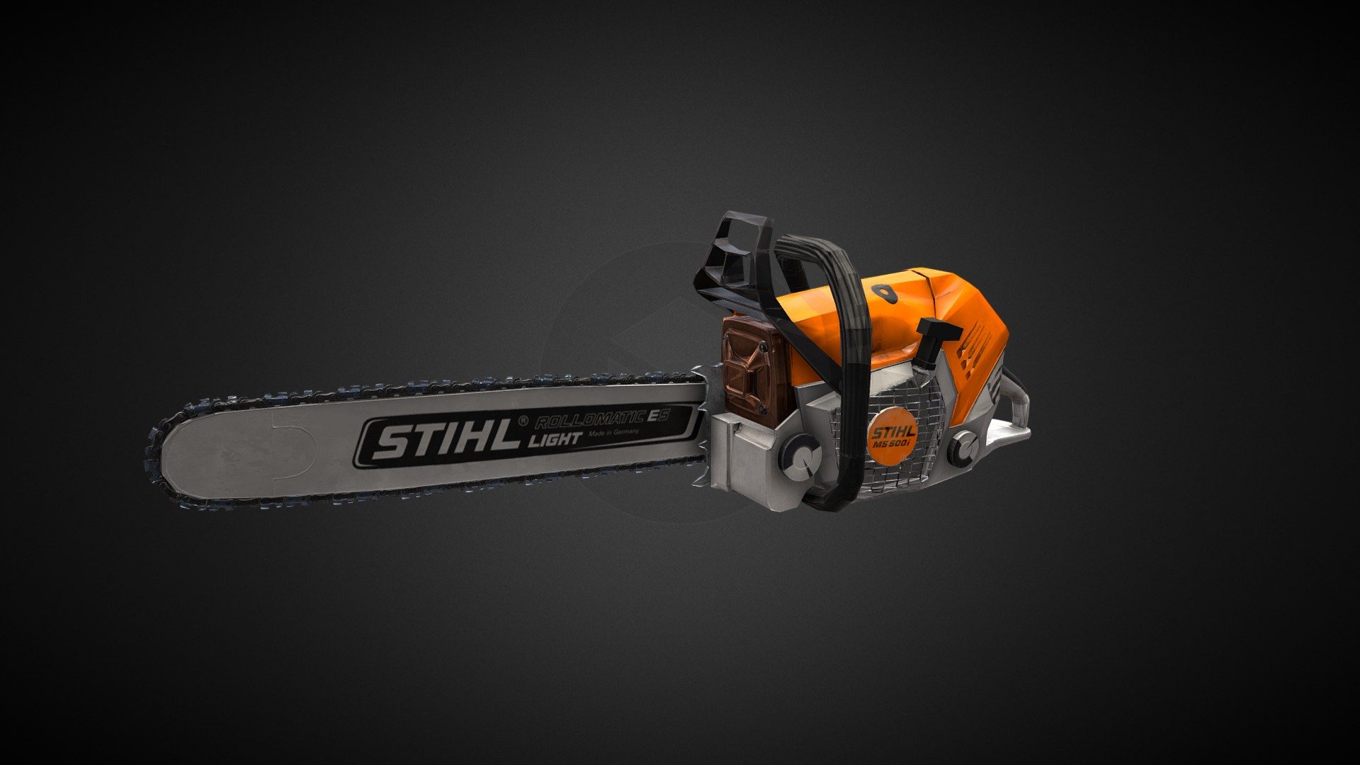 Designed and built exclusively for forestry personnel and tree service professionals, the MS 500i is the first ever chainsaw on the worldwide market with electronically controlled fuel injection. With its excellent power-to-weight ratio, this saw is an impressive piece of equipment for pros looking to take on tree felling, bucking or delimbing operations. Thanks to its unique fuel injection system, the MS 500i delivers rapid acceleration. Combining innovative technology with world-class engineering and durable construction, the MS 500i is another great addition to the long line of legendary STIHL chainsaws 3d model