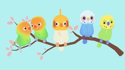 Tweety Tune cute, bird, birds, budgie, birb, cockatiel, stylized