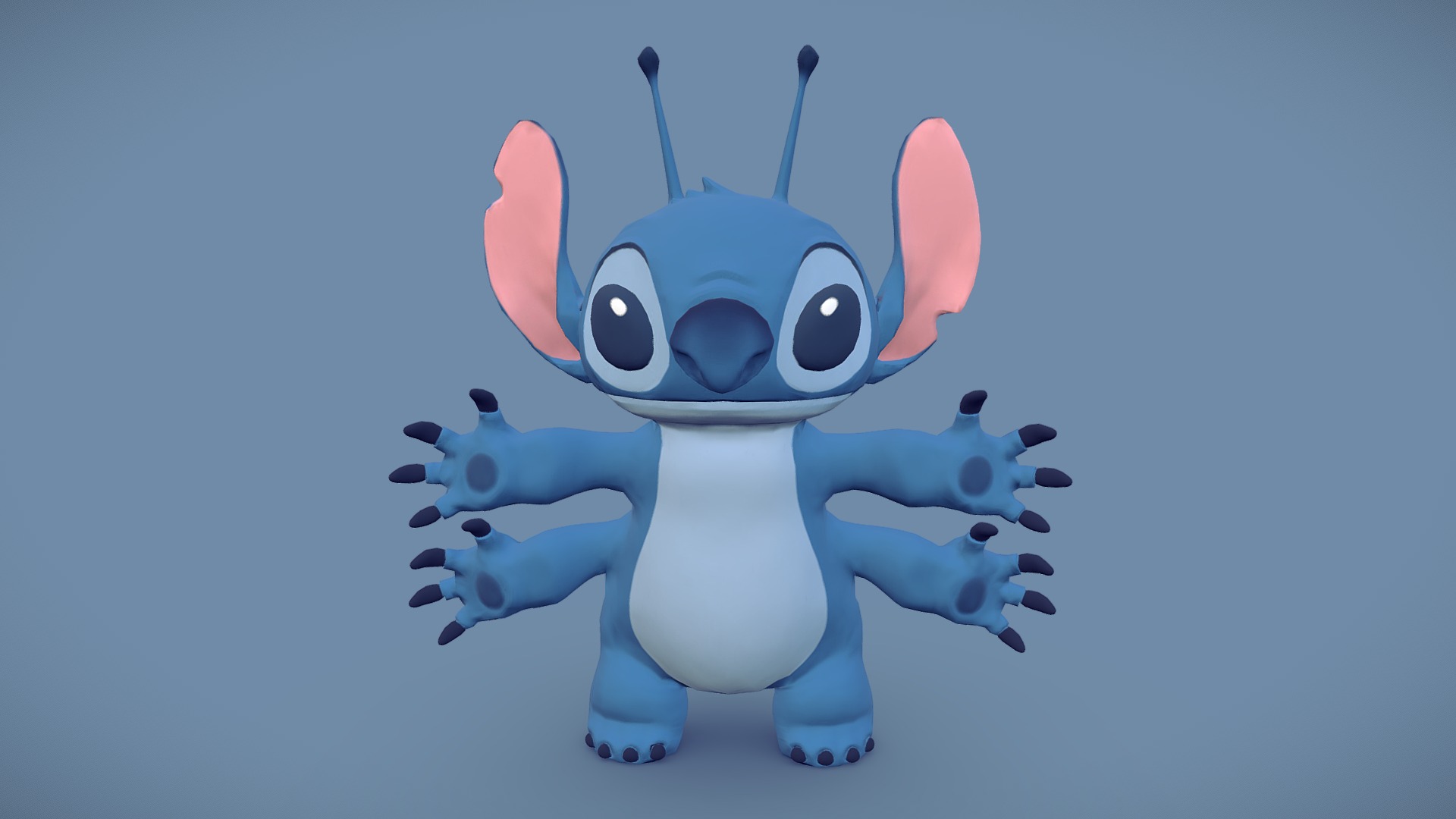 A project I have been working on for the last week. Trying to make this model as similar as I can to the original Stitch from Lilo and Stitch 3d model