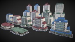 Appartment Buildings scene, modern, tile, appartment, roof, runner, store, skyscraper, balcony, living, simulator, town, ladscape, flyght, low-poly, glass, asset, game, pbr, mobile, racing, house, city, building, street, shop, environment, wall