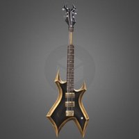 Guitar-Axe Gold (Fantasy Weapon Pack Vol. 1) guitar, medieval, melee, weapon, axe, fantasy, gold