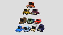 Cars designed for hyper casual games cars, lowpoly, hypercasual