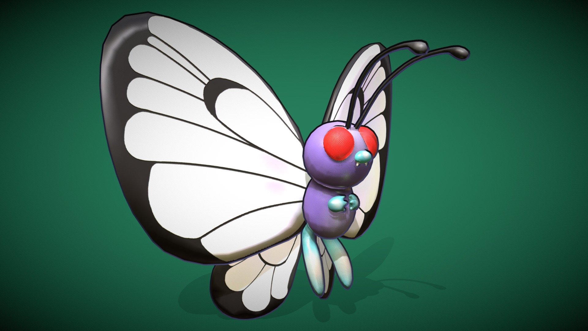 Pokemon Fan Art Butterfree
Crits are always welcomed :D

-Breakdown-
Total Time      = 10.5 hrs
Zbrush            = 3.5hrs
Topogun         = 2.5hrs
3ds Max          = 1.5hr (unwrapping)
Substance P   = 1hr
3ds Max          = 1hr (Cleanup)
Marmoset       = 1hr (pretty shots) - Butterfree - Download Free 3D model by fanaya2001 3d model