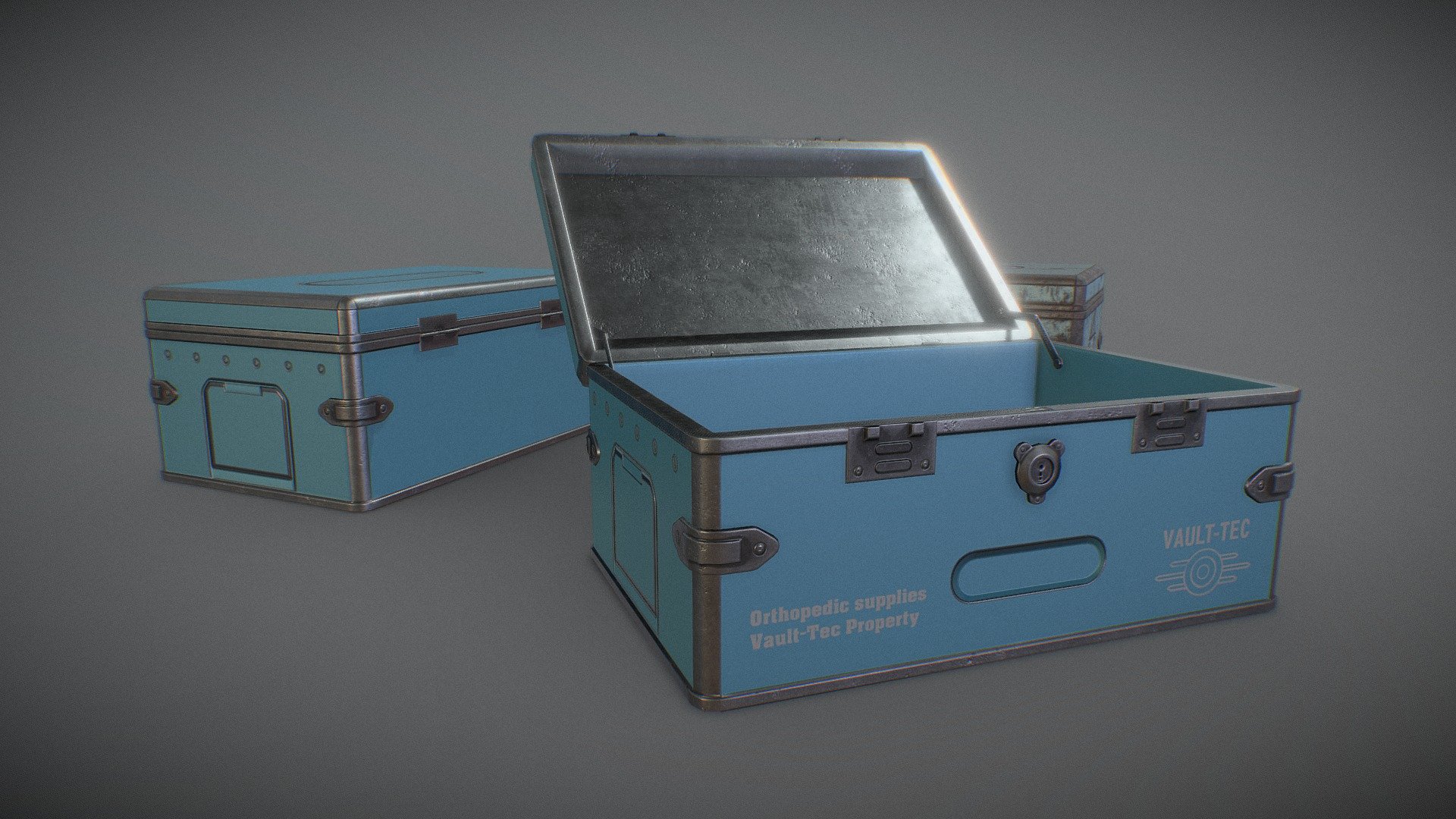 Prop asset. Based on a similar prop from Fallout 3. https://fallout.fandom.com/wiki/Trunk

Variant with rusty textures 3d model